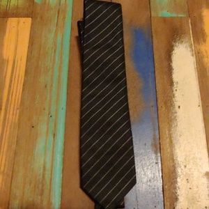 John Varvatos black with gray striped tie